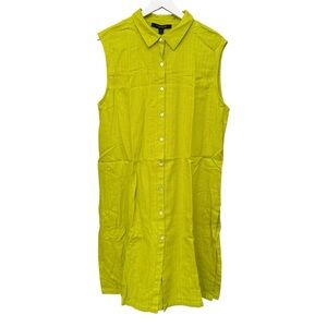 NWT Marc New York Linen Blend Side Slit Button Front Shirt Dress Women’s Large
